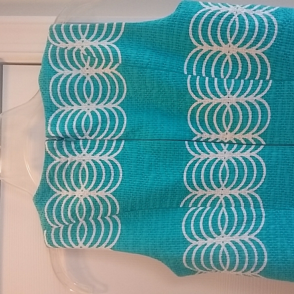 Turquoise and white flared dress - Picture 3 of 3